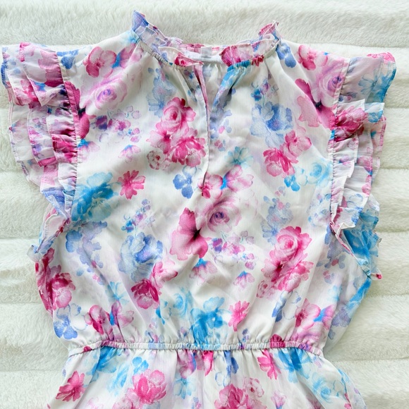 🔥PRICE DROP🔥Steve Madden Pink & Blue Floral Ruffle Tiered Mini Dress - Picture 3 of 14